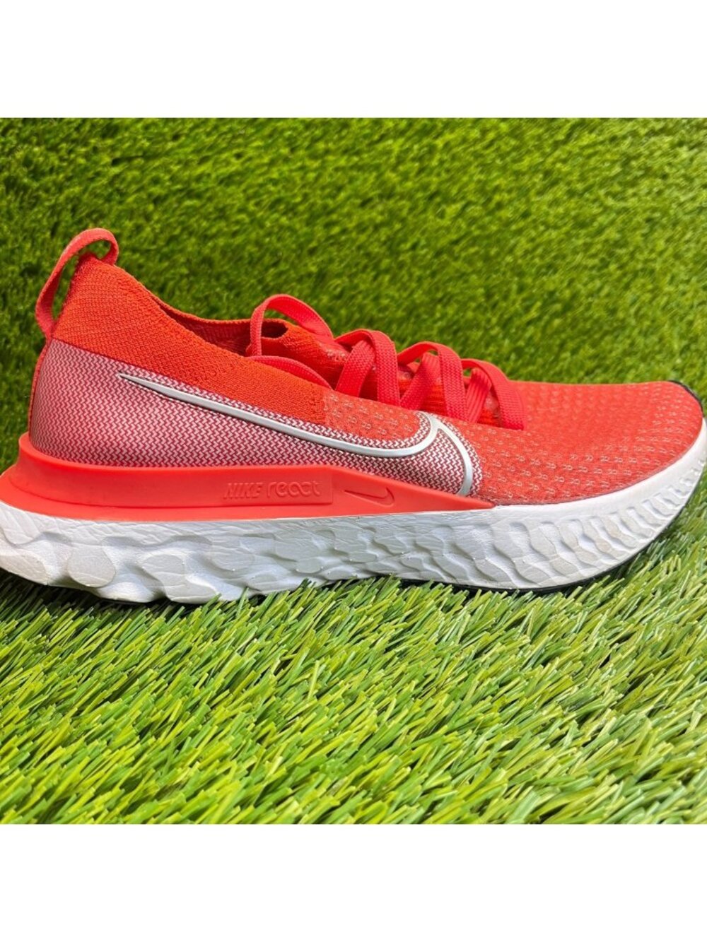 Nike React Infinity Run Flyknit Womens Size 7 Orange White Running Shoes Sneaker